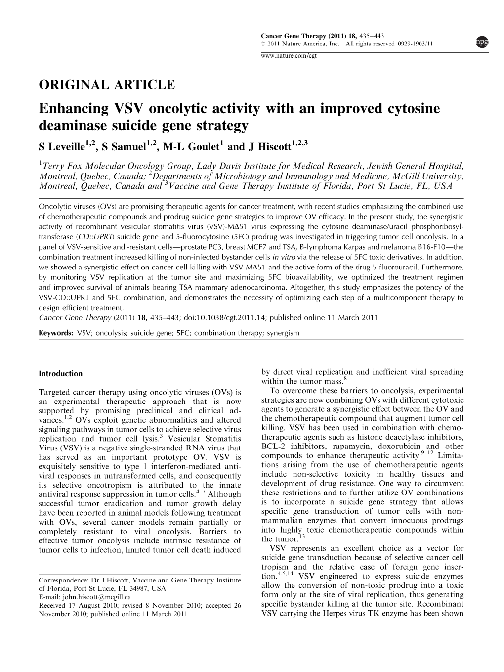 Enhancing VSV Oncolytic Activity with an Improved Cytosine Deaminase