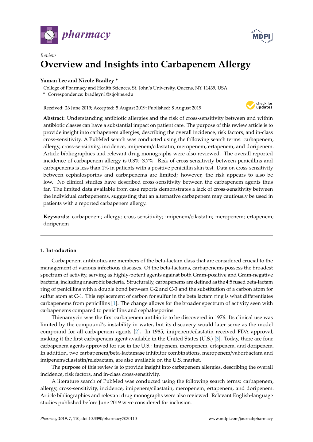 Overview and Insights Into Carbapenem Allergy