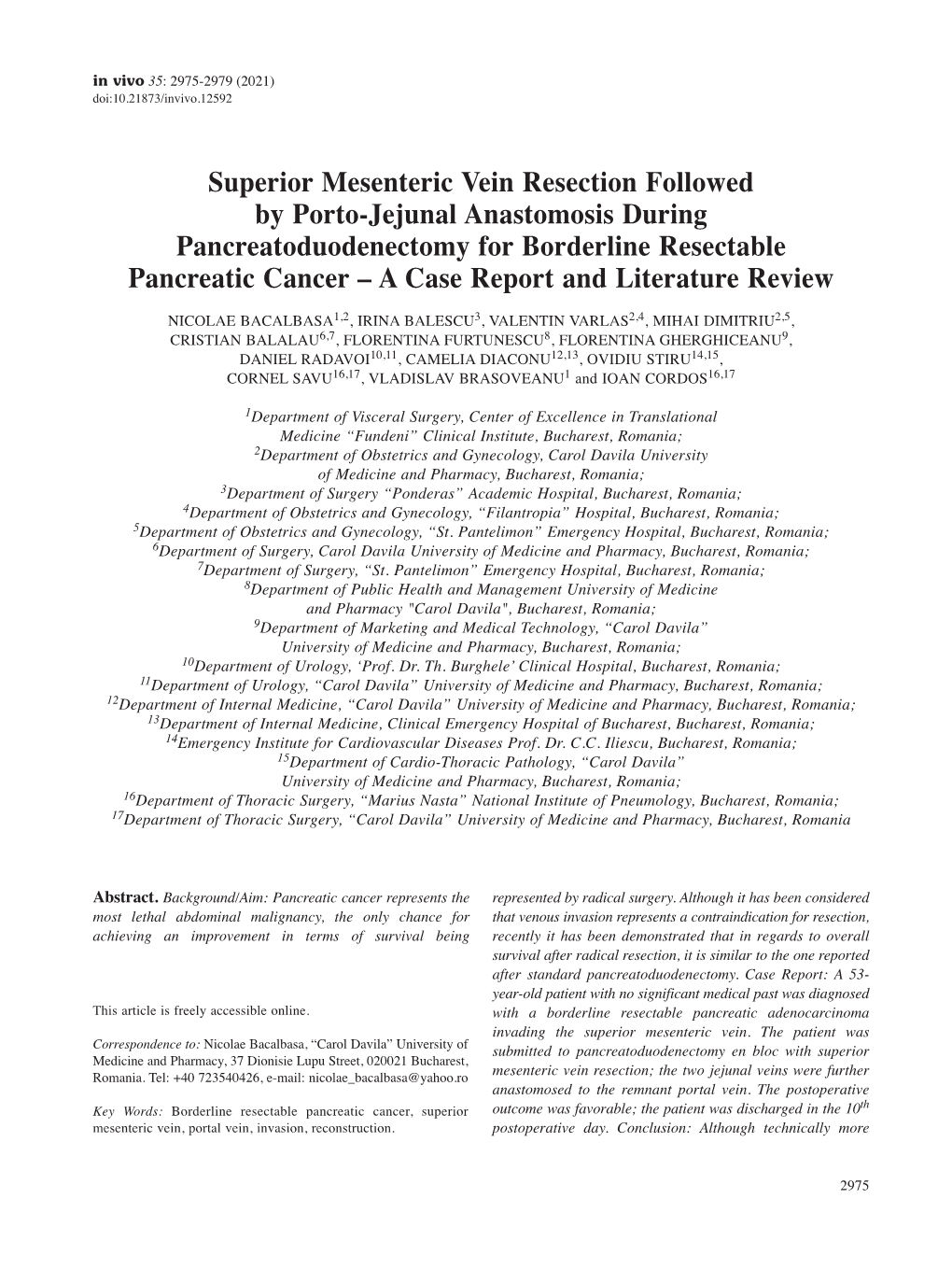 Superior Mesenteric Vein Resection Followed by Porto-Jejunal Anastomosis During Pancreatoduodenectomy for Borderline Resectable