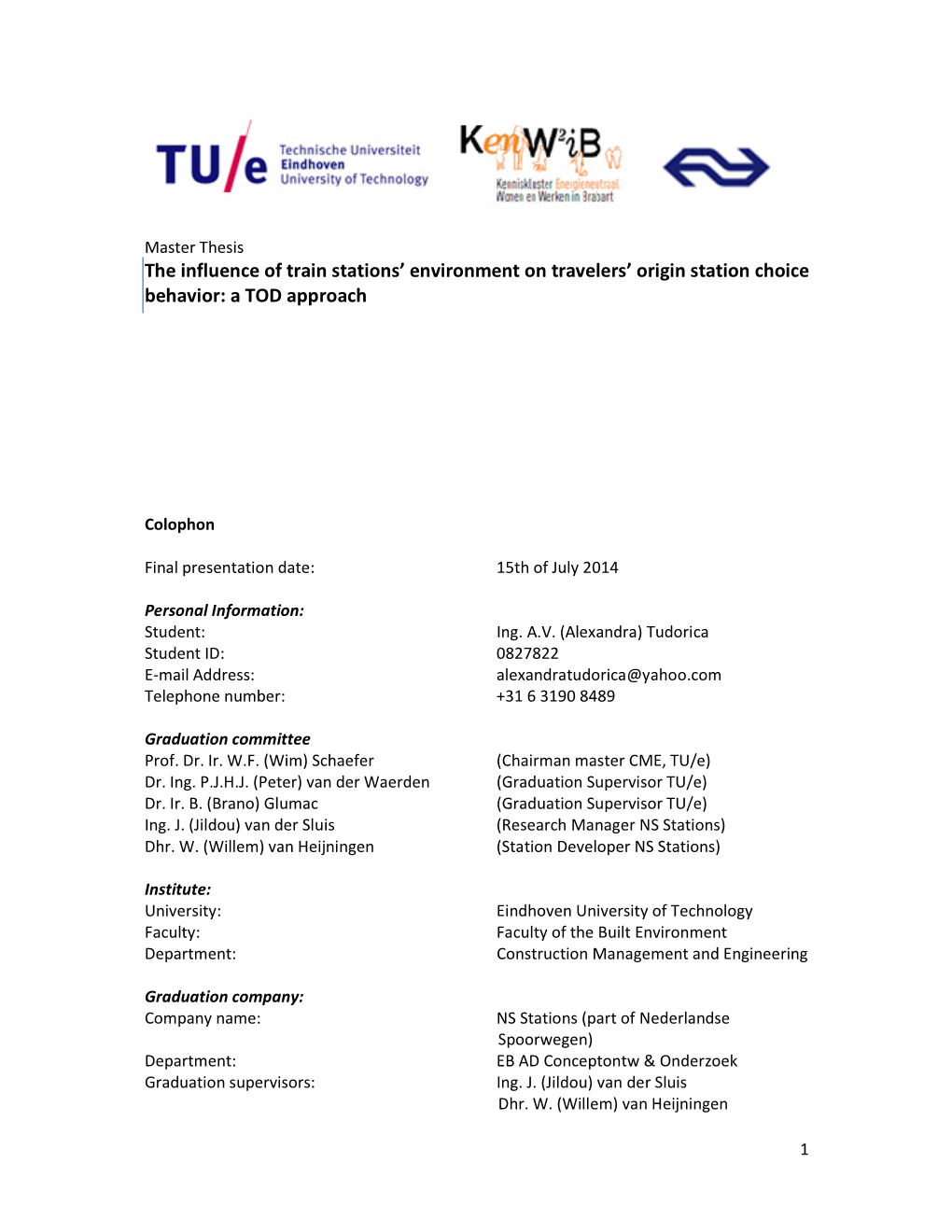 The Influence of Train Stations' Environment On