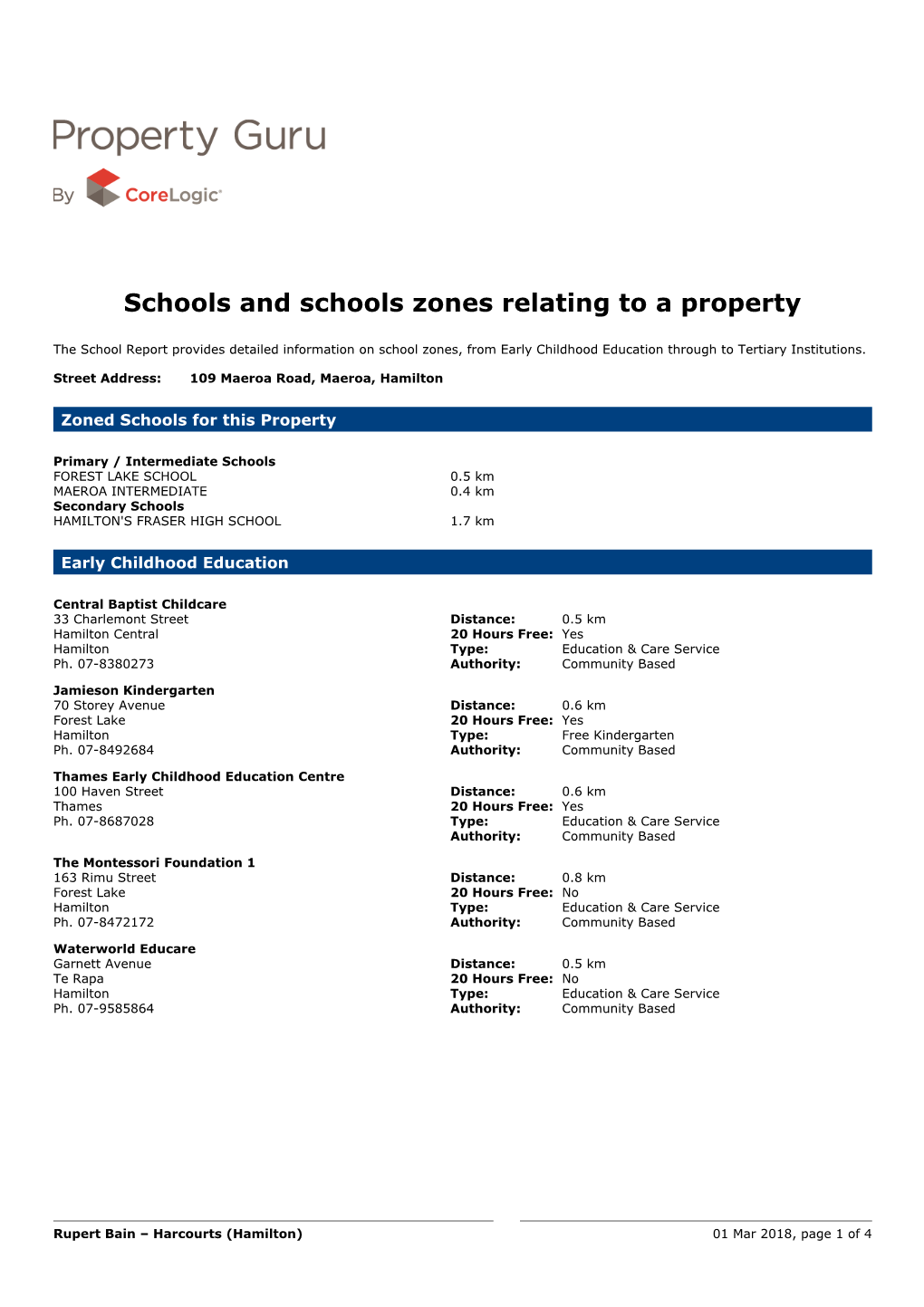 Schools and Schools Zones Relating to a Property