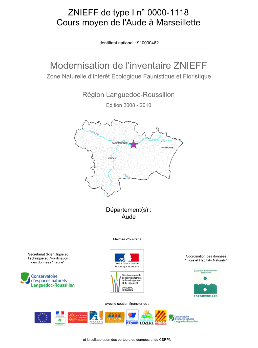 ZNIEFF De Type I N° 0000-1118 Cours Moyen De L'aude À Marseillette