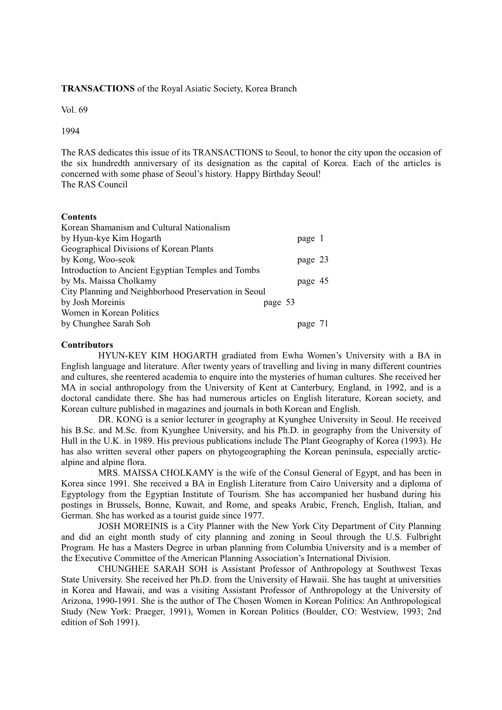 TRANSACTIONS of the Royal Asiatic Society, Korea Branch s2