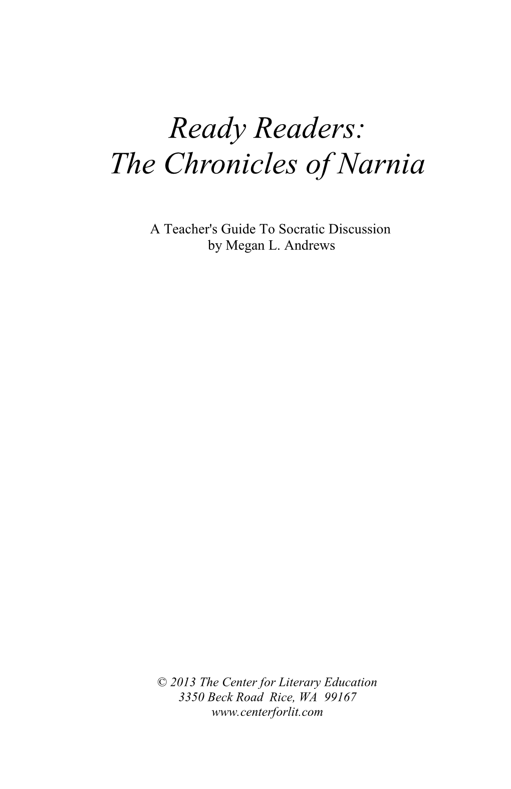 Ready Readers: the Chronicles of Narnia