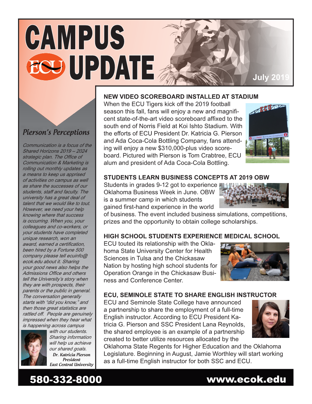 580-332-8000 Page 2 Campus Update July 2019