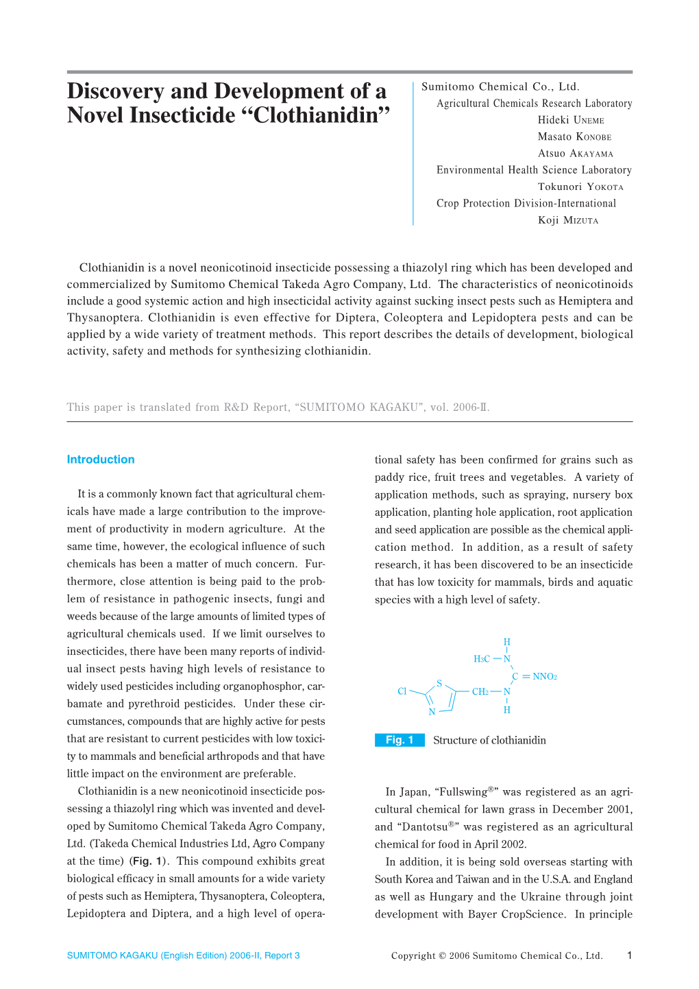 Discovery and Development of a Novel Insecticide “Clothianidin”