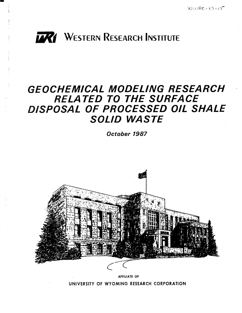 Western Research Institute Laramie, Wyoming 82071