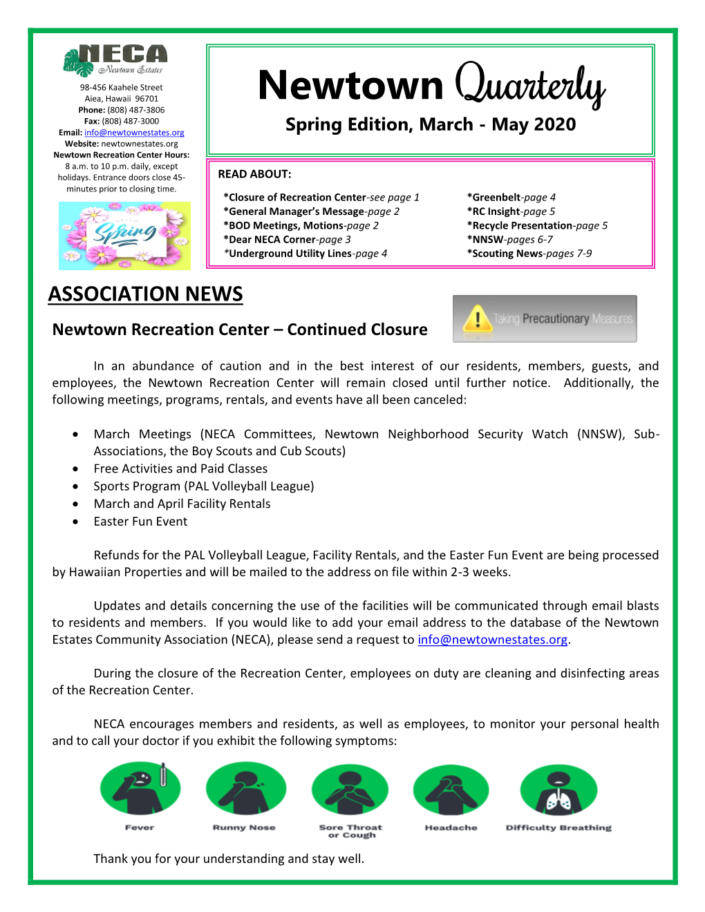 Newtown Quarterly – Spring 2020