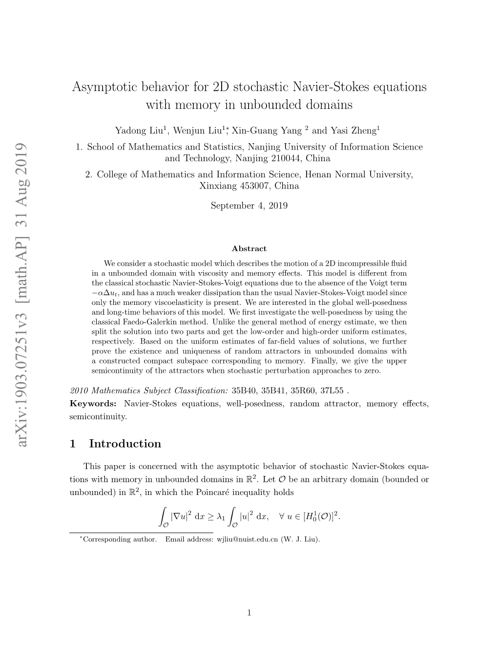 Asymptotic Behavior for 2D Stochastic Navier-Stokes Equations with Memory in Unbounded Domains