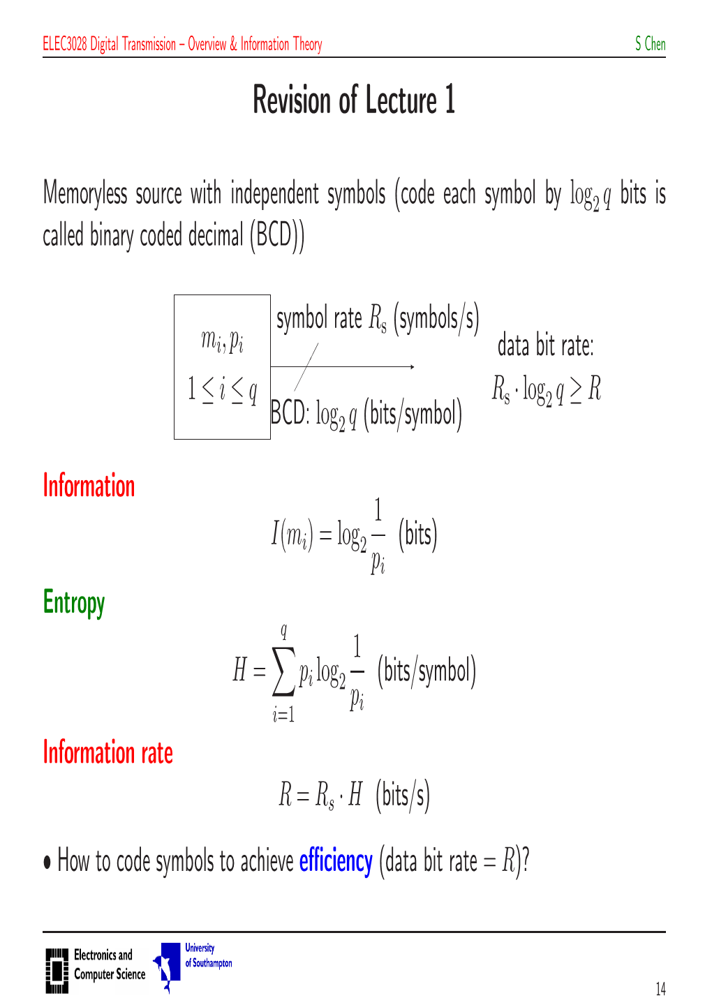 Revision of Lecture 1