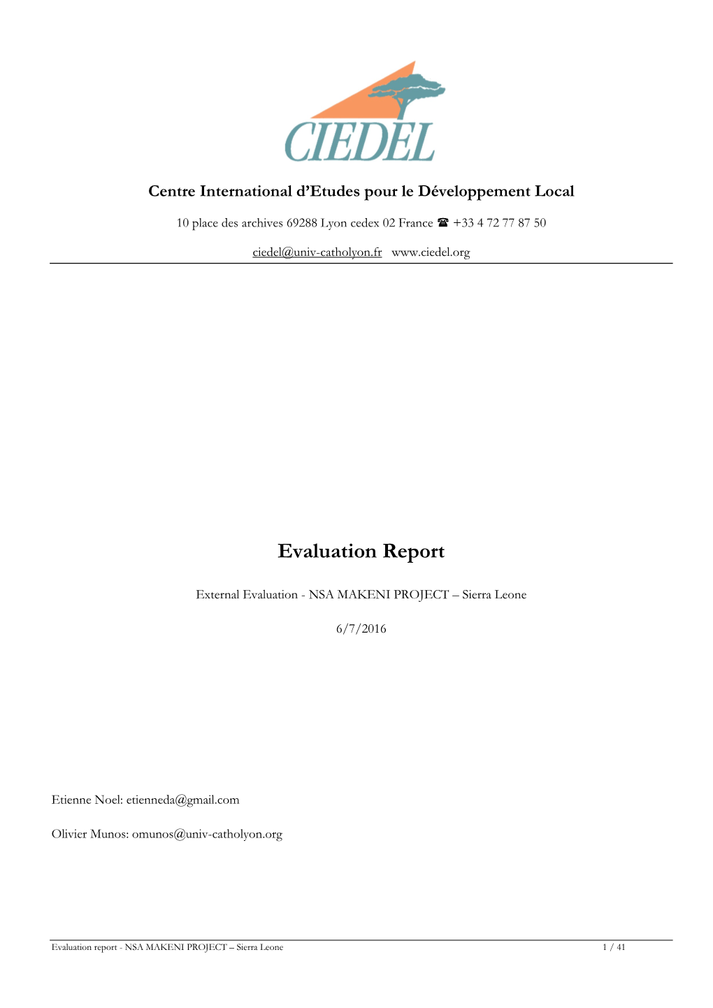 Evaluation Report