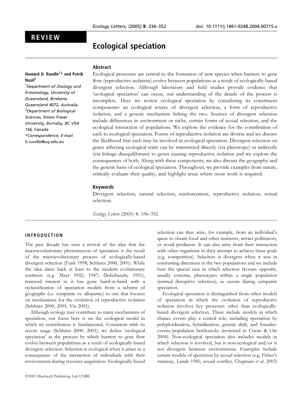 Ecological Speciation