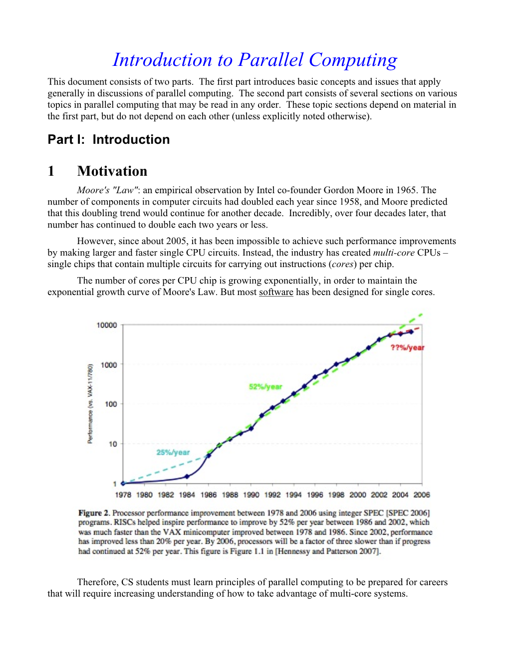 Introduction to Parallel Computing This Document Consists of Two Parts