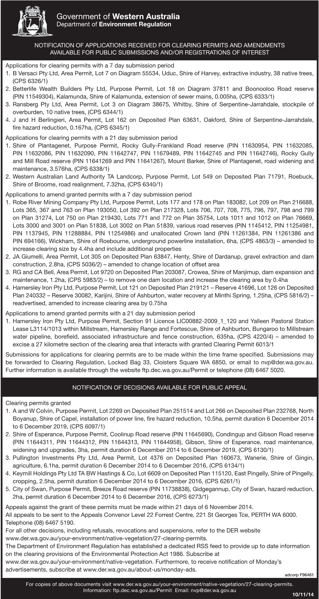 Government of Western Australia Department of Environment Regulation