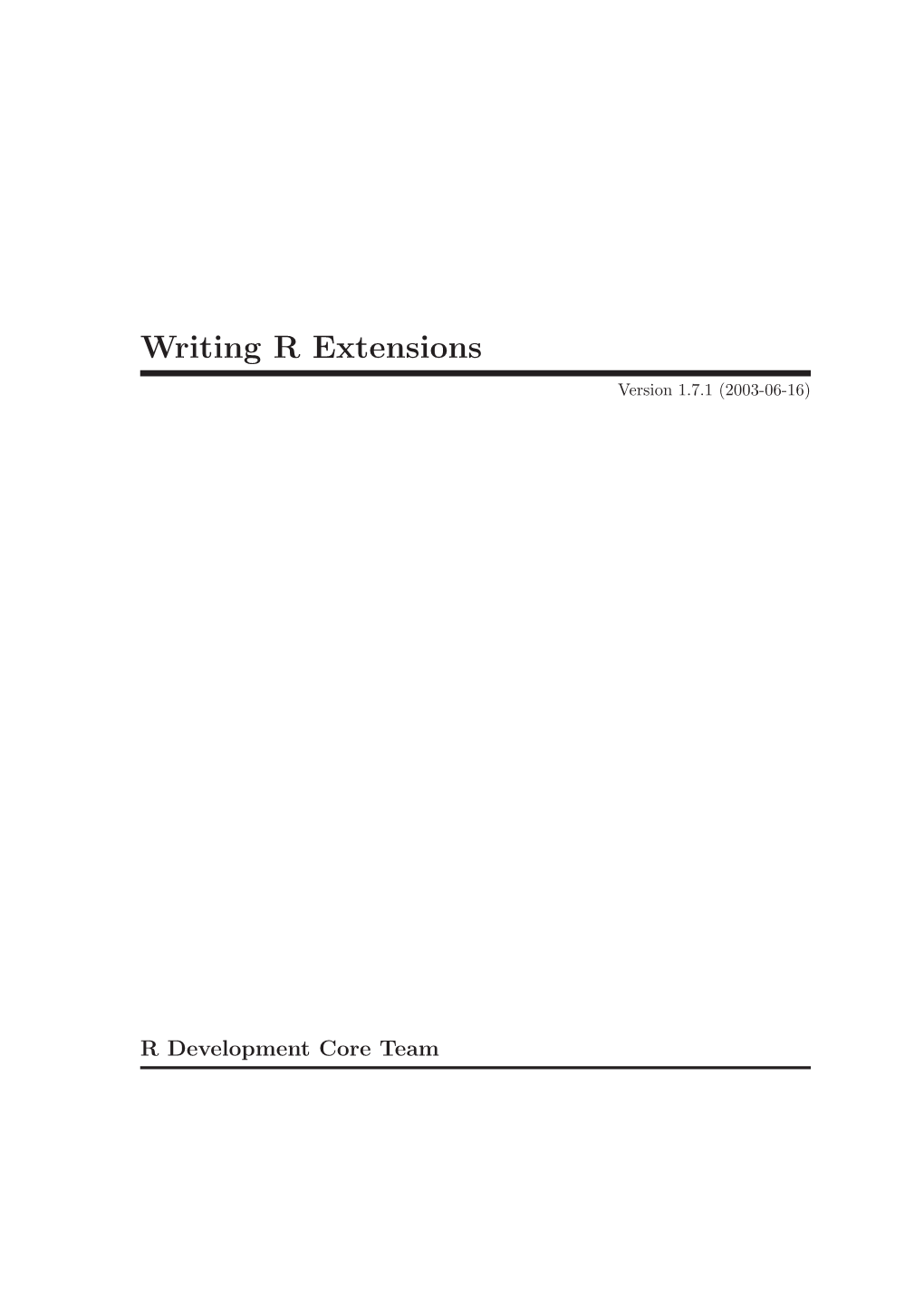 Writing R Extensions