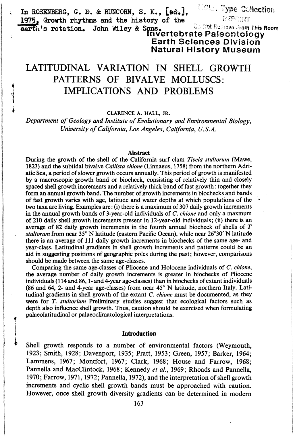 Latitudinal Variation in Shell Growth Patterns of Bivalve Molluscs: Implications and Problems