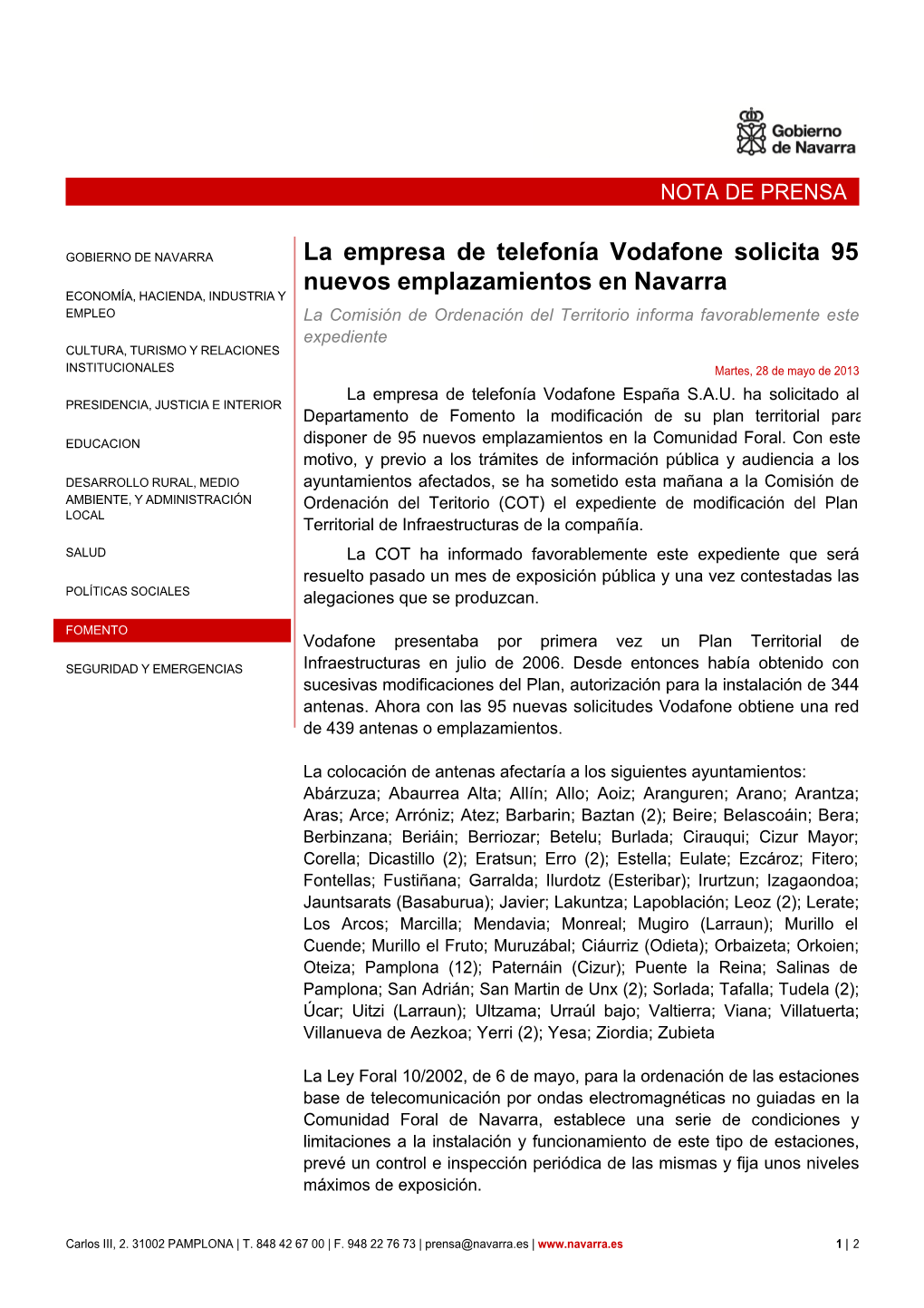 La Empresa De Telefonía Vodafone Solicita 95 Nuevos