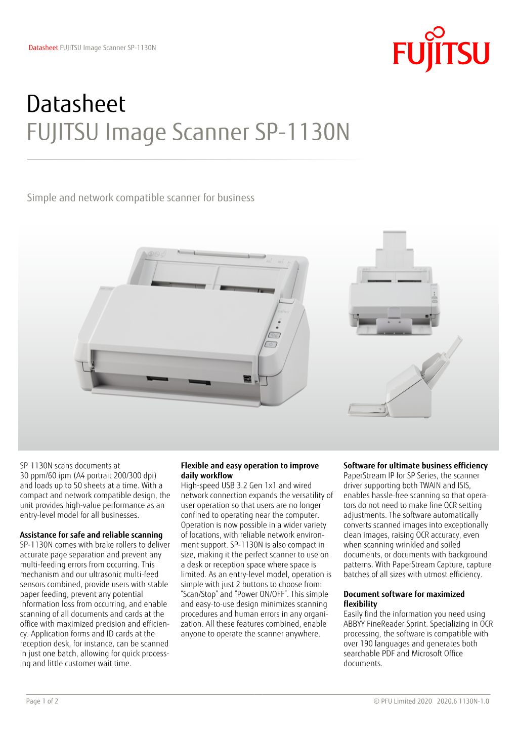 FUJITSU Image Scanner SP-1130N Datasheet