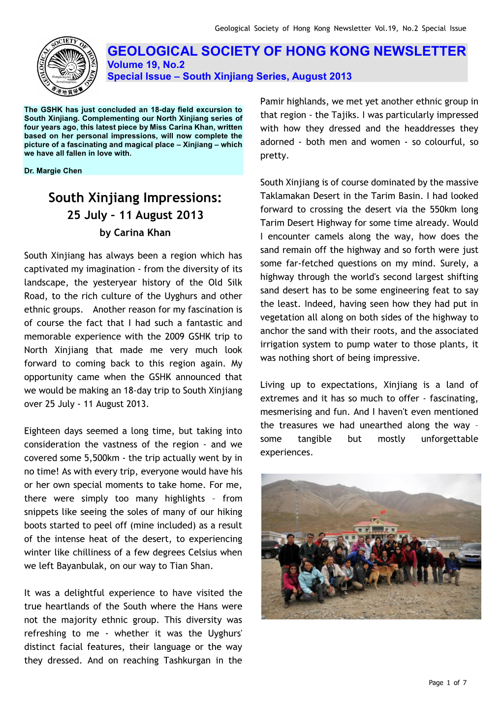 Volume 19, No.2 Special Issue – South Xinjiang Series, August 2013