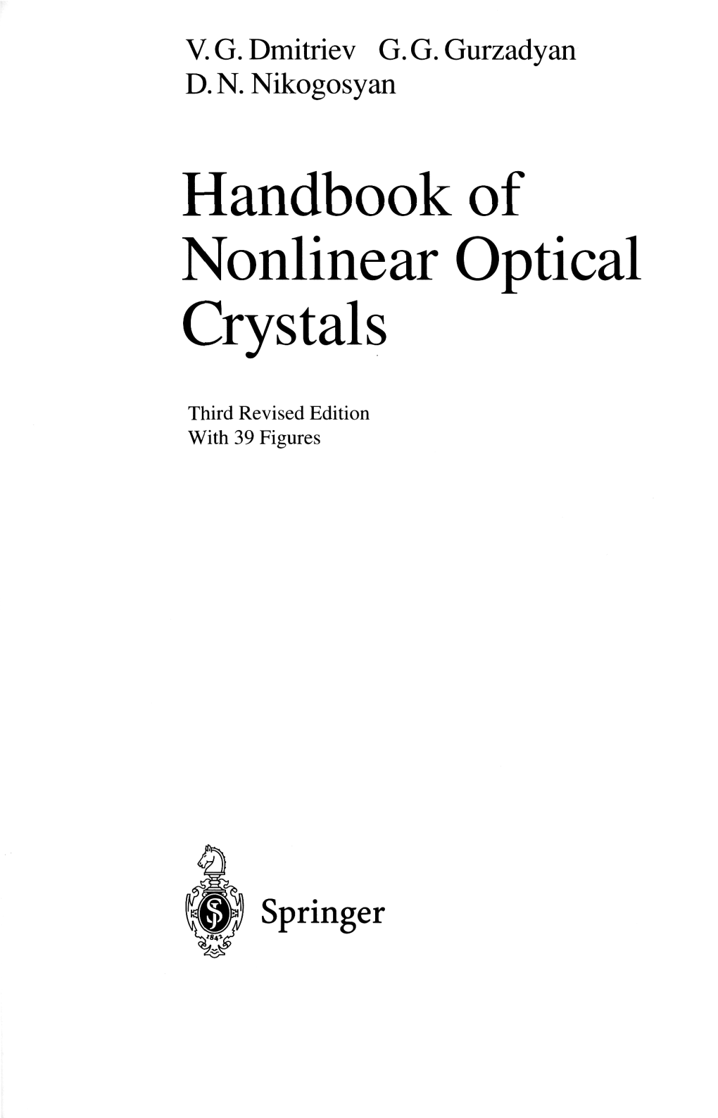 Handbook of Nonlinear Optical Crystals