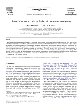 Recombination and the Evolution of Mutational Robustness