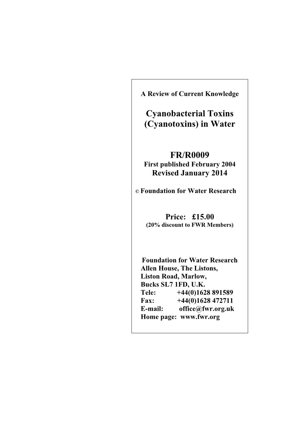 Cyanobacterial Toxins