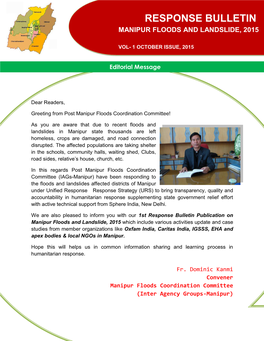 Response Bulletin Manipur Floods and Landslide, 2015