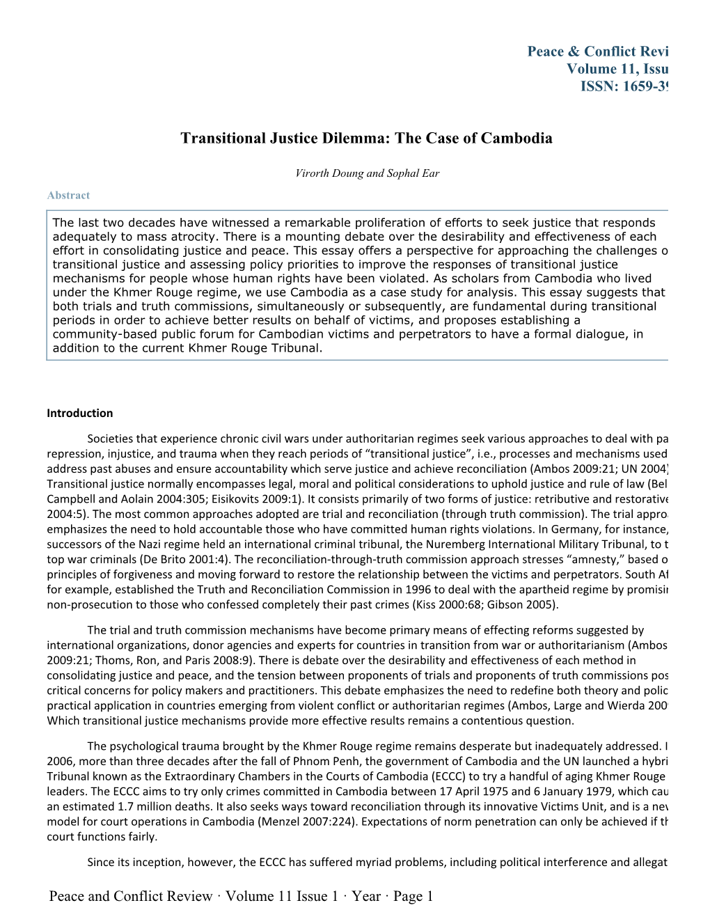 Transitional Justice Dilemma: the Case of Cambodia