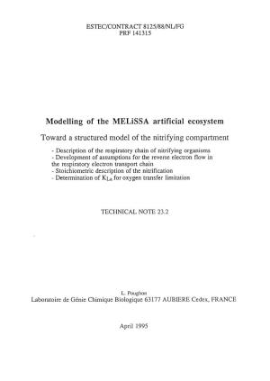 Modelling of the Melissa Artificial Ecosystem