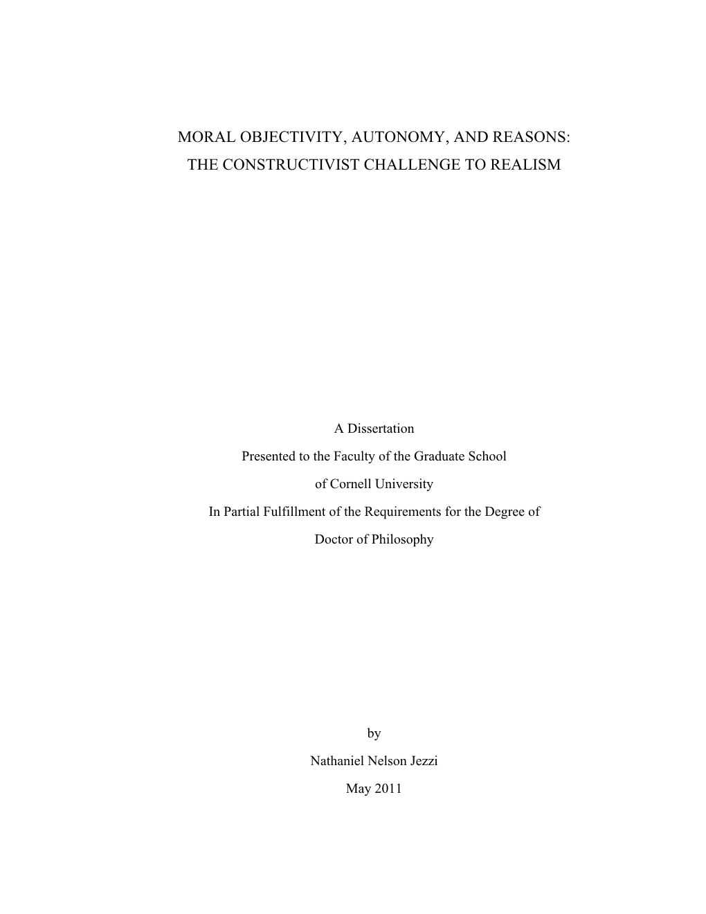 Moral Objectivity, Autonomy, and Reasons: the Constructivist Challenge to Realism