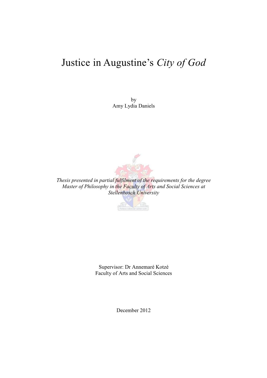 Justice in Augustine's City Of