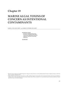 Marine Algal Toxins of Concern As Intentional Contaminants