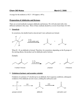 Chem 263 Notes March 2, 2006 Preparation of Aldehydes And