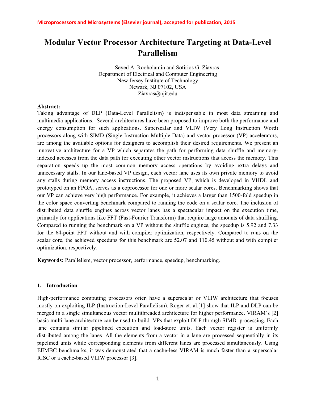 Modular Vector Processor Architecture Targeting at Data-Level Parallelism