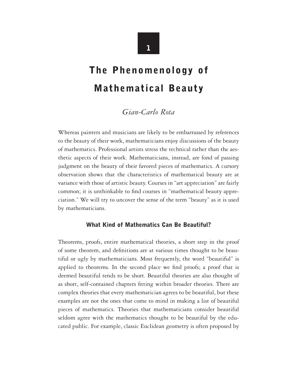 The Phenomenology of Mathematical Beauty