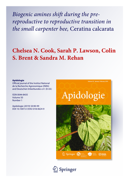 Biogenic Amines Shift During the Pre-Reproductive to Reproductive Transition in the Small Carpenter Bee, Ceratina Calcarata