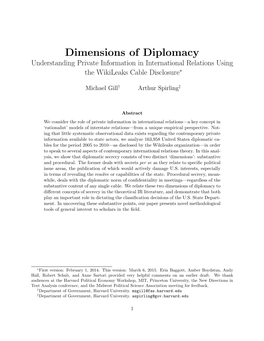 Dimensions of Diplomacy Understanding Private Information in International Relations Using the Wikileaks Cable Disclosure∗