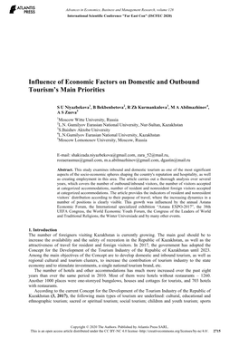 Influence of Economic Factors on Domestic and Outbound Tourism's