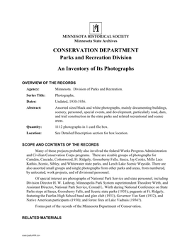 CONSERVATION DEPARTMENT: Parks