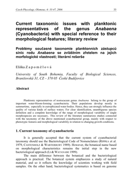 Current Taxonomic Issues with Planktonic Representatives of The