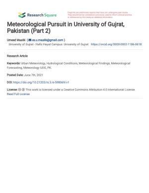 (Part 2 )Meteorological Pursuit in University of Gujrat, Pakistan