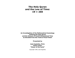 19 = 260. the Holy Quran and the Law of Time