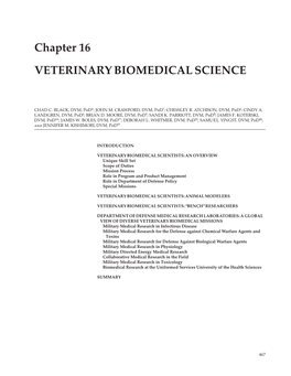 Chapter 16 VETERINARY BIOMEDICAL SCIENCE