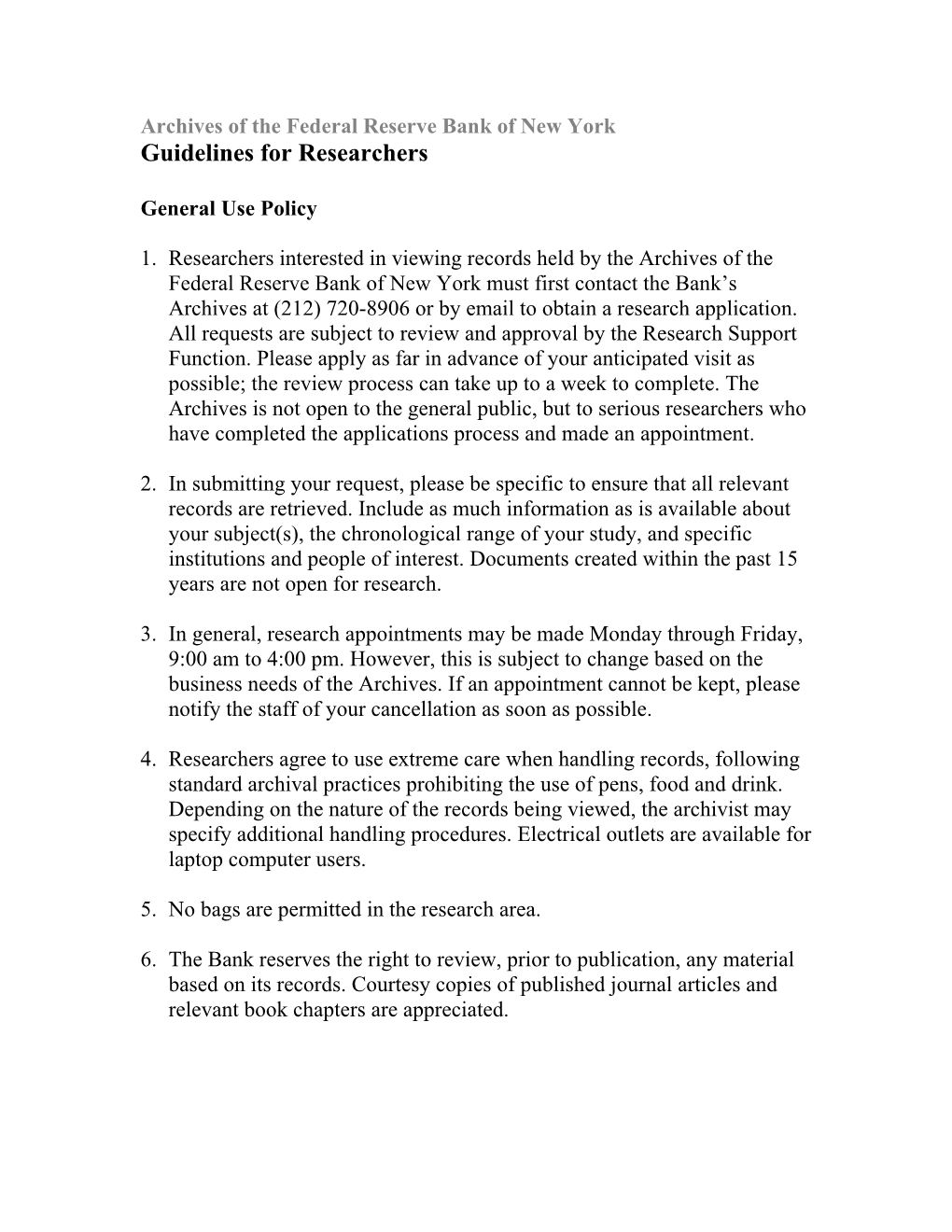 Guidelines for Researchers