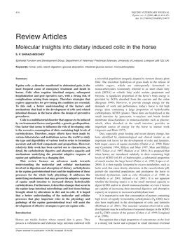 Molecular Insights Into Dietary Induced Colic in the Horse