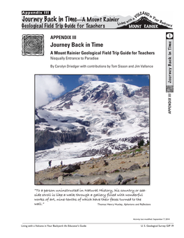 Journey Back in Time—A Mount Rainier Geological Field Trip Guide for Teachers