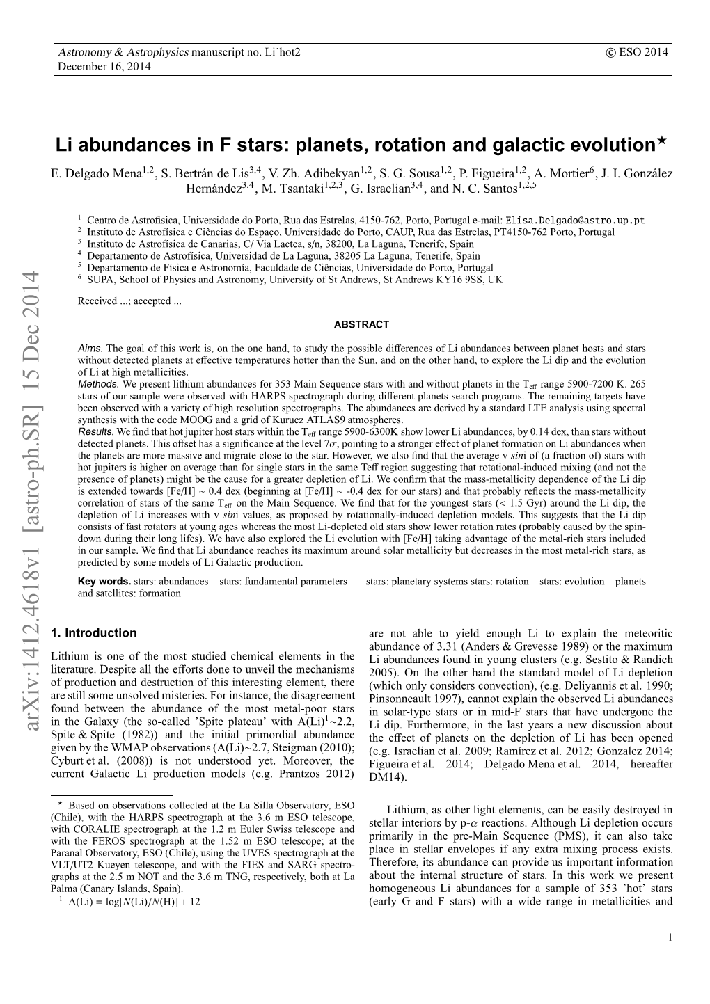 Arxiv:1412.4618V1 [Astro-Ph.SR] 15 Dec 2014 Rpsa H