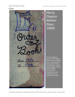Henry Clayton Walker Diary 1869