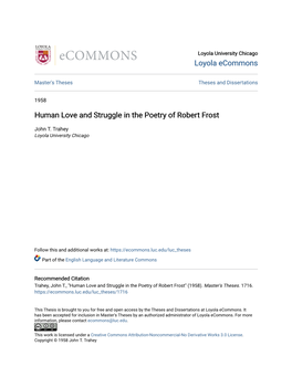 Human Love and Struggle in the Poetry of Robert Frost