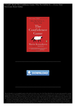 'The Confidence Game; Why We Fall for It . . . Every Time' Electronic Book
